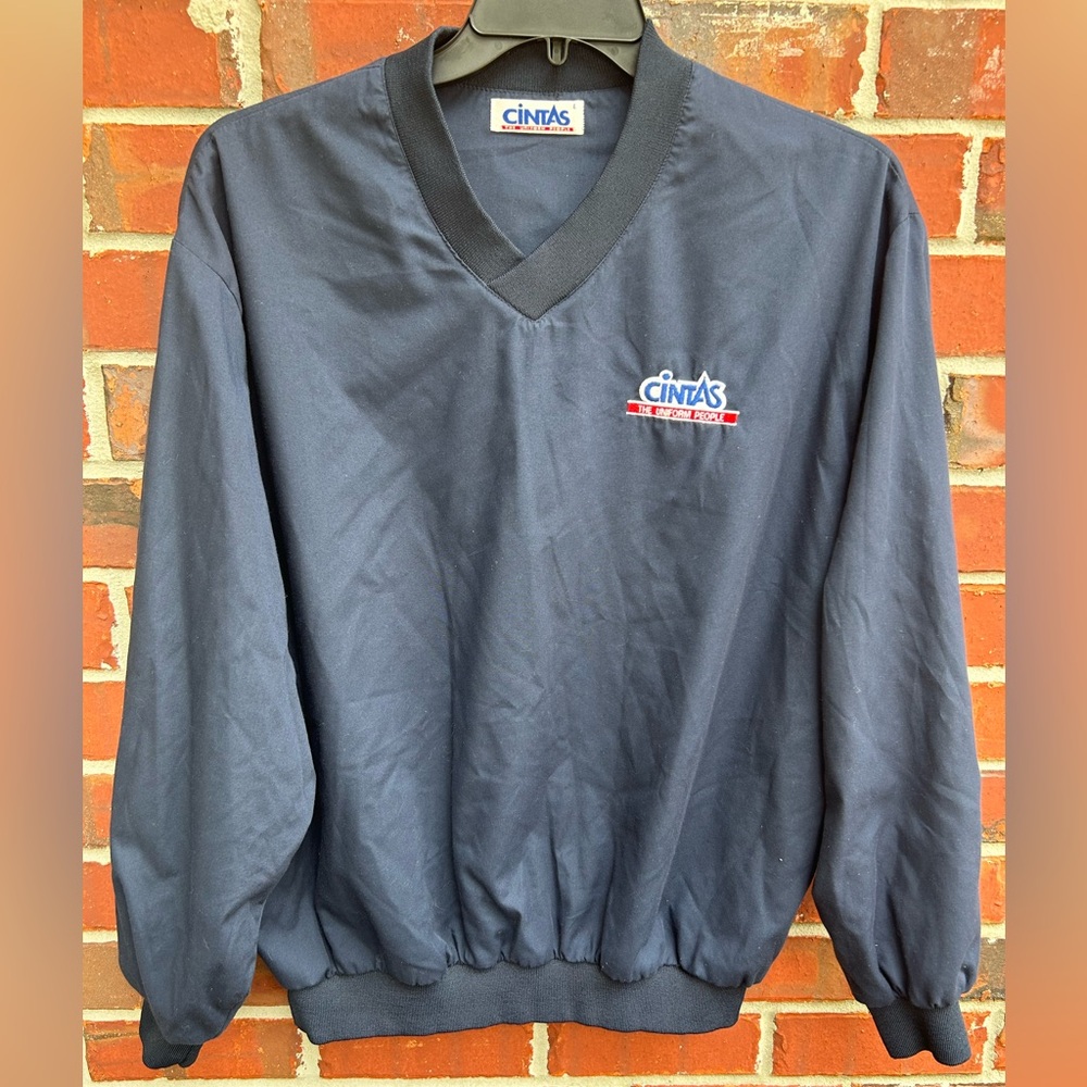 Cintas Long Sleeve V-Neck Navy Blue Large Pullover Windbreaker Jacket B-6